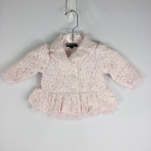 Wendy Bellissimo Other - Wendy Bellissimo Baby Girls Pink Lace Jacket With Tulle Trim 6 Months